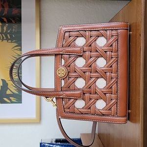 Tory burch basketweave handbag
